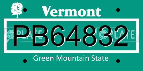 PB64832 Vermont License Plate