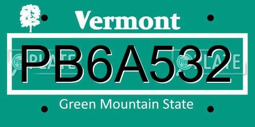 PB6A532 Vermont License Plate