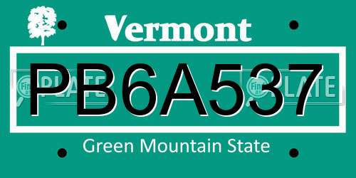 PB6A537 Vermont License Plate