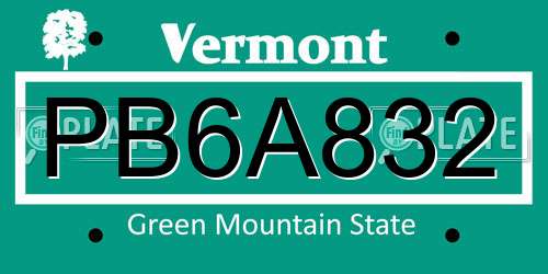 PB6A832 Vermont License Plate