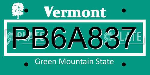 PB6A837 Vermont License Plate