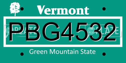 PBG4532 Vermont License Plate