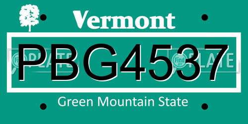 PBG4537 Vermont License Plate