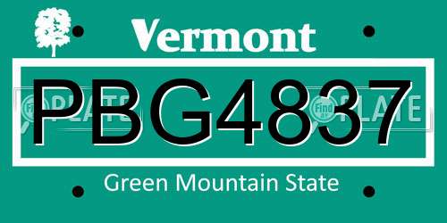 PBG4837 Vermont License Plate
