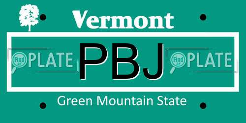 PBJ Vermont License Plate