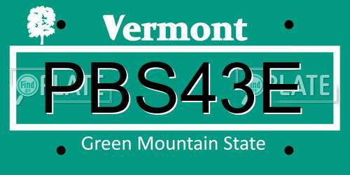 PBS43E Vermont License Plate