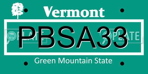 PBSA33 Vermont License Plate