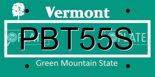 PBT55S Vermont License Plate