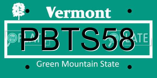 PBTS58 Vermont License Plate