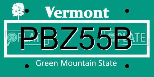 PBZ55B Vermont License Plate