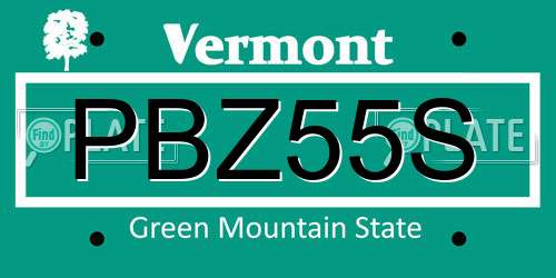 PBZ55S Vermont License Plate