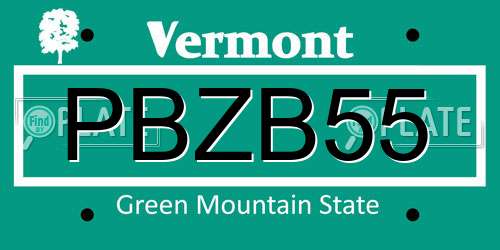 PBZB55 Vermont License Plate