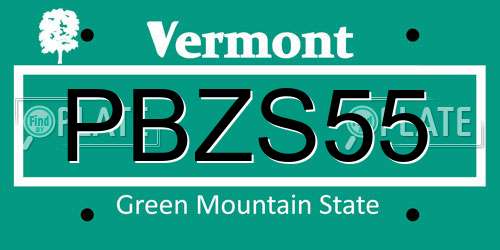 PBZS55 Vermont License Plate