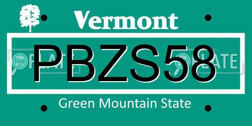 PBZS58 Vermont License Plate