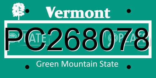 PC268078 Vermont License Plate