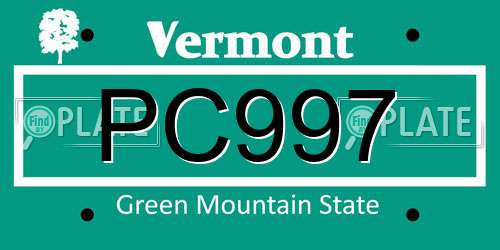 PC997 Vermont License Plate