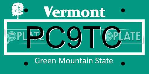 PC9TC Vermont License Plate