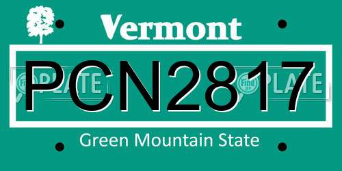 PCN2817 Vermont License Plate
