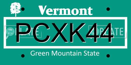 PCXK44 Vermont License Plate
