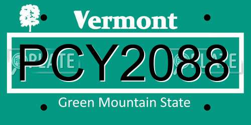 PCY2088 Vermont License Plate