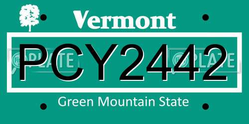 PCY2442 Vermont License Plate