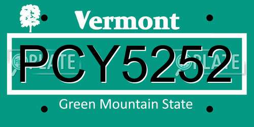 PCY5252 Vermont License Plate