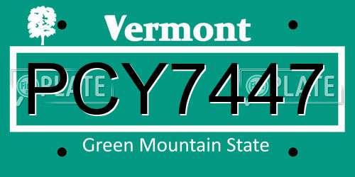 PCY7447 Vermont License Plate