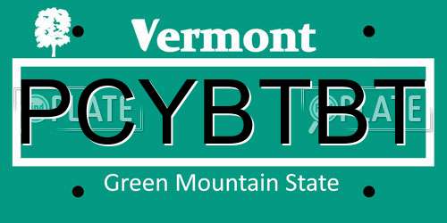 PCYBTBT Vermont License Plate