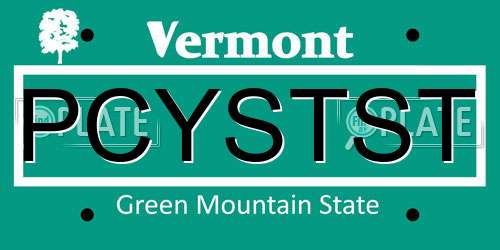 PCYSTST Vermont License Plate