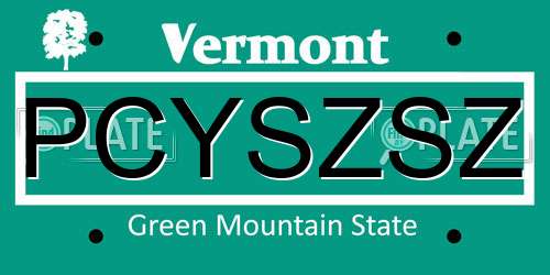 PCYSZSZ Vermont License Plate