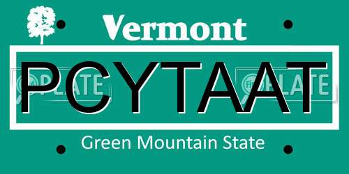 PCYTAAT Vermont License Plate