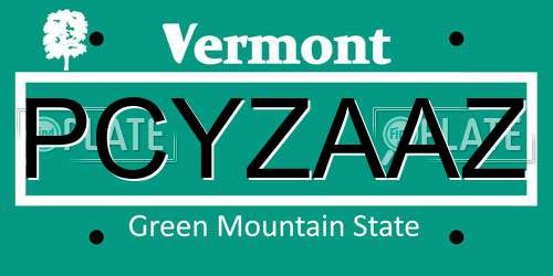 PCYZAAZ Vermont License Plate