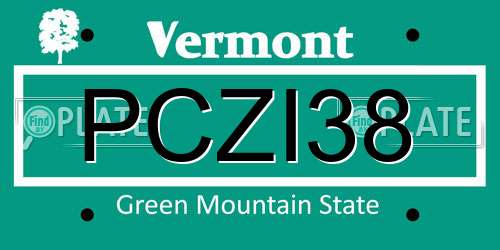 PCZI38 Vermont License Plate