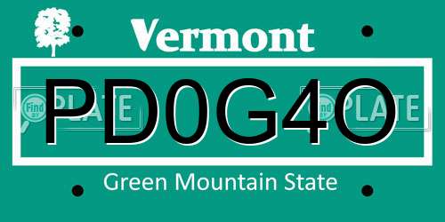 PD0G4O Vermont License Plate