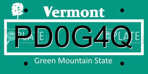 PD0G4Q Vermont License Plate