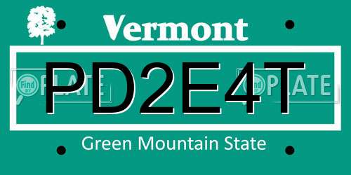 PD2E4T Vermont License Plate