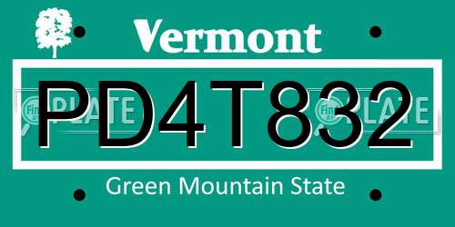 PD4T832 Vermont License Plate