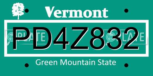 PD4Z832 Vermont License Plate