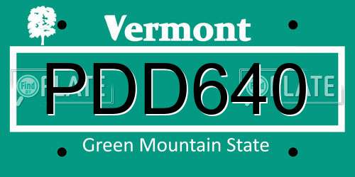 PDD640 Vermont License Plate