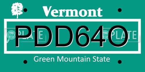 PDD64O Vermont License Plate