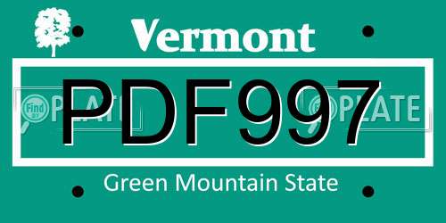 PDF997 Vermont License Plate