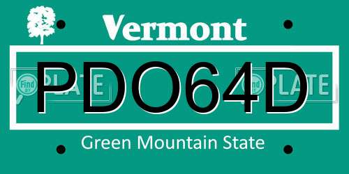 PDO64D Vermont License Plate