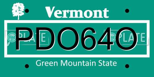 PDO64O Vermont License Plate