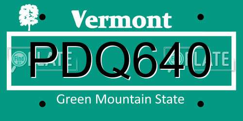 PDQ640 Vermont License Plate