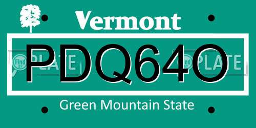 PDQ64O Vermont License Plate
