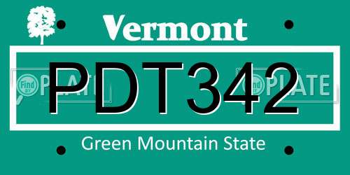 PDT342 Vermont License Plate
