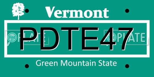 PDTE47 Vermont License Plate
