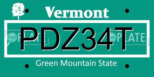 PDZ34T Vermont License Plate