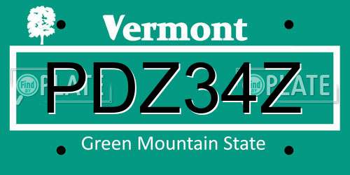 PDZ34Z Vermont License Plate