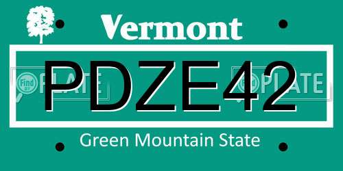 PDZE42 Vermont License Plate